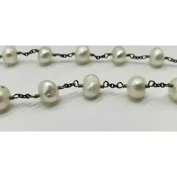 Vintage Necklace Genuine Pearl Natural White Baroque Bride Wedding Freshwater - Picture 7 of 10